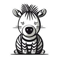 Zebra vector illustration. Cute cartoon zebra isolated on white background.