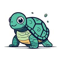 linda dibujos animados tortuga. vector ilustración aislado en un blanco antecedentes.