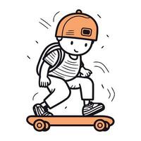 Boy riding skateboard. sketch for your design. Vector illustration.