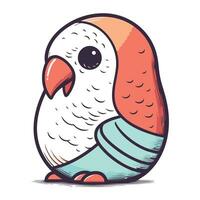 Cute doodle parrot. hand drawn vector illustration.