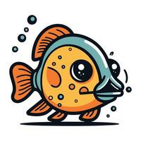 Cartoon cute fish. Vector illustration. Isolated on white background.