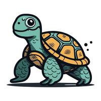 linda dibujos animados Tortuga aislado en un blanco antecedentes. vector ilustración.