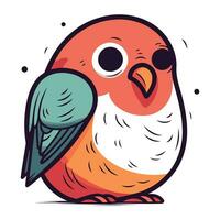 Vector illustration of cute cartoon red bird. Isolated on white background.