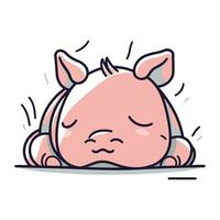 Cute little pig sleeping. Vector illustration in doodle style.