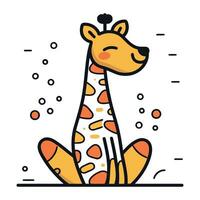 linda dibujos animados jirafa. vector ilustración en plano lineal estilo.