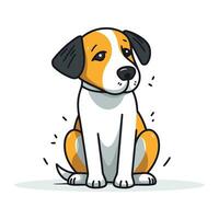 Cute cartoon dog sitting. Vector illustration in doodle style.