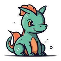 Cute cartoon dinosaur. Vector illustration. Isolated on white background.