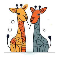 Vector illustration of two cute giraffes in trendy flat style.