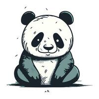 Cute panda bear cartoon vector illustration. Hand drawn panda bear icon.