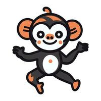 Cute monkey cartoon. Vector illustration isolated on a white background.