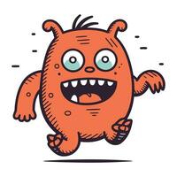 Funny cartoon monster. Vector illustration isolated on a white background.