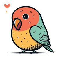 Cute parrot in love. Vector illustration in cartoon style.