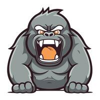 Gorilla Cartoon Mascot Character. Vector Illustration.