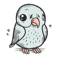 Illustration of a cute cartoon bird. Vector illustration isolated on white background.