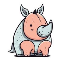 Cute cartoon rhinoceros. Vector illustration for your design