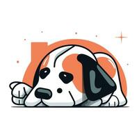 Cute cartoon dog sleeping. Vector illustration in flat design style.