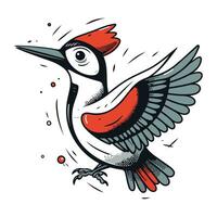 Woodpecker bird vector illustration. Hand drawn woodpecker bird vector illustration.