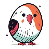 Cute cartoon bird. Vector illustration. Isolated on white background.