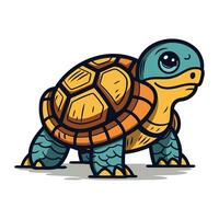 Turtle cartoon mascot vector illustration. Cute sea turtle character.