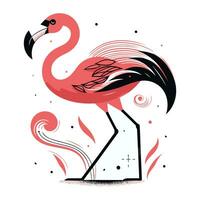 Flamingo vector illustration. Hand drawn flamingo isolated on white background.