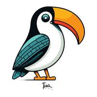 Toucan cartoon isolated on white background. Hand drawn vector illustration.