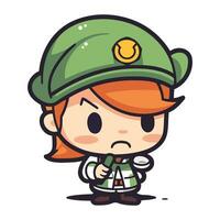 soldado niña dibujos animados mascota personaje vector ilustración diseño.