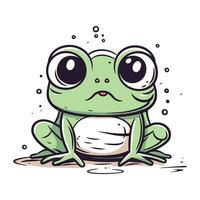 Cute cartoon frog. Vector illustration. Isolated on white background.