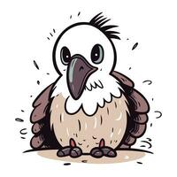 Illustration of a Cute Cartoon Eagle on White Background   Vector