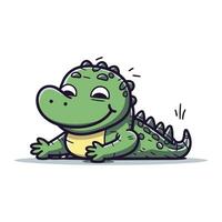 Cute crocodile vector illustration. Funny cartoon crocodile character.