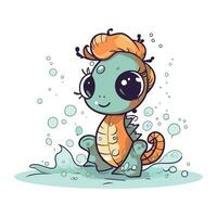 Cute cartoon baby dragon. Vector illustration isolated on white background.