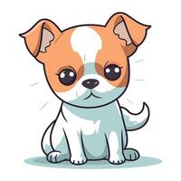 Cute cartoon chihuahua dog sitting. Vector illustration.