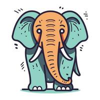 Cute cartoon elephant. Vector illustration in doodle style.
