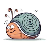 Cartoon funny snail. Vector illustration. Isolated on white background.