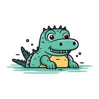 Cute crocodile cartoon character. Vector illustration on white background.