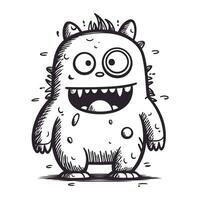 Funny monster. Hand drawn vector illustration. Isolated on white background.