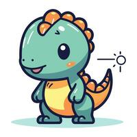 Cute cartoon dinosaur. Vector illustration. Cute dinosaur character.