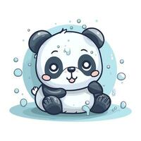 linda panda sentado en hielo. vector ilustración en dibujos animados estilo.