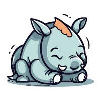 Cute baby rhinoceros cartoon character. Vector illustration.