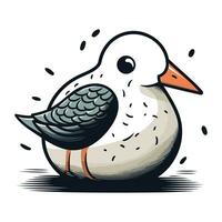 Vector illustration of a seagull on a white background. Cartoon style.