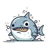 linda dibujos animados tiburón. vector ilustración de un linda dibujos animados tiburón.