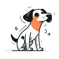 Cute cartoon dog. Vector illustration. Isolated on white background.