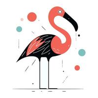 Flamingo. Hand drawn vector illustration in doodle style.