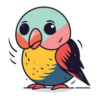 Cute cartoon parrot. Vector illustration isolated on white background.