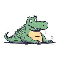 Cartoon crocodile. Vector illustration of a green crocodile.