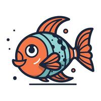 Cute cartoon fish. Vector illustration. Isolated on white background.