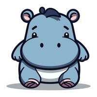 Hippo Cartoon Mascot Character Vector Illustration. Cute Animal Character