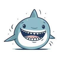 Cute cartoon shark. Vector illustration. Isolated on white background.