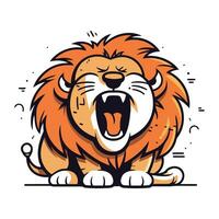 Lion with open mouth. Vector illustration isolated on white background.