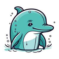 Cute cartoon dolphin isolated on a white background. Vector illustration.