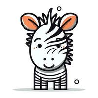 Zebra   Cute Cartoon Zebra Character Vector Illustration.